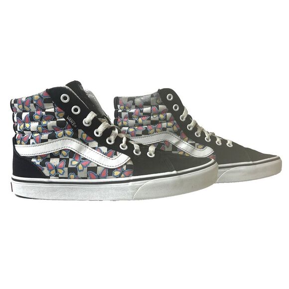 Vans Sk8-Hi Womens 9 Black Butterfly Print Suede/Canvas High Top Sneaker Lace Up - Picture 3 of 11